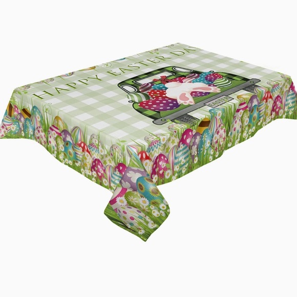 Easter Tablecloth Washable Fabric Rectangle/Farm Trucks Bunny Tail - Picture 7 of 11